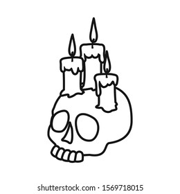 Vector design of skull and candle icon. Web element of skull and skeleton stock vector illustration.
