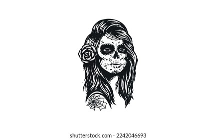 vector design of the skull with the female form of the skull in mind.