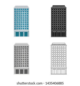 Vector design of skyscraper and city symbol. Collection of skyscraper and estate stock symbol for web.