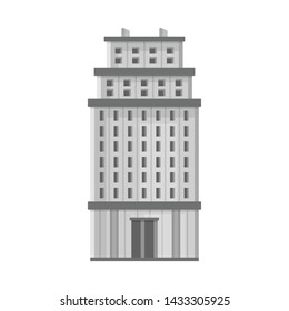 Vector design of skyscraper and hotel symbol. Set of skyscraper and office stock symbol for web.