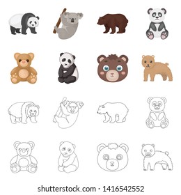 Vector design of sleep  and brown  symbol. Set of sleep  and animal  stock vector illustration.