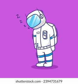 Diseño vectorial de dibujos animados de astronautas durmientes. conjunto de elementos de tecnología científica