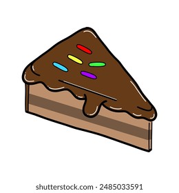 vector design of a slice of birthday chocolate cake. a piece of chocolate cake