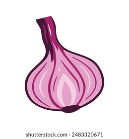 Vector Design of Sliced of Fresh Raw Red Onion Food Vegetable