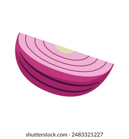 Vector Design of Sliced of Fresh Raw Red Onion Food Vegetable