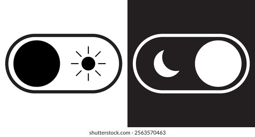 Vector design sliding button day mode and night mode. Concept: Mode day, Mode night, ux, ui, button, interface.