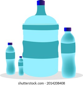 vector design of small to large sized water bottle