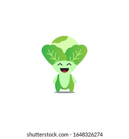 vector design smile cabbage mascot white background