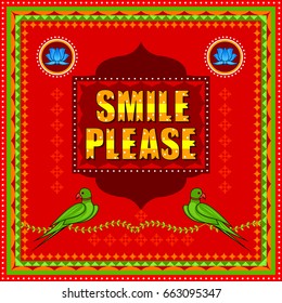 Vector Design Of Smile Please Background In Indian Truck Art Style