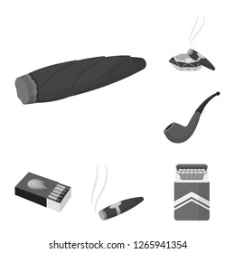 Vector design of smoke and no sign. Collection of smoke and stop stock vector illustration.