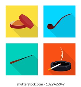 Vector design of smoke and statistics sign. Set of smoke and stop stock symbol for web.