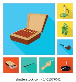 Vector design of smoke and statistics sign. Set of smoke and stop stock vector illustration.