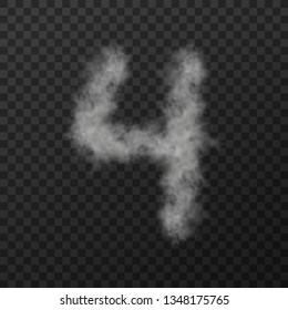 vector design of smoke textured number means four, isolated on transparent background