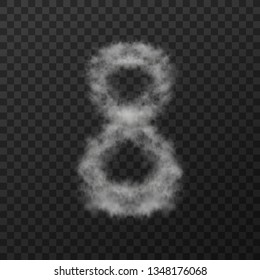 vector design of smoke textured number means eight, isolated on transparent background