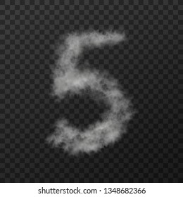 vector design of smoke textured number means five, isolated on transparent background