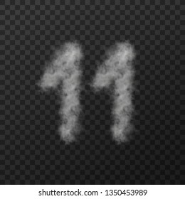 Vector design of smoke textured number, eleven, isolated on transparent background