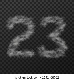 vector design of smoke textured number means twenty three, isolated on transparent background