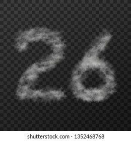vector design of smoke textured number means twenty six, isolated on transparent background