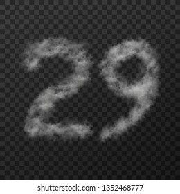 vector design of smoke textured number means twenty nine, isolated on transparent background