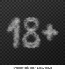 vector design of smoke textured number means eighteen plus, isolated on transparent background