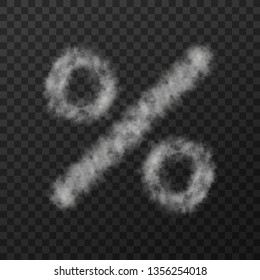 vector design of smoke textured sign means percent, isolated on transparent background