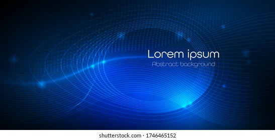 Vector design, smooth lines pattern in dark blue color background. Abstract futuristic, hi tech digital technology, energy concept. Illustration movement or speed shiny lines background.