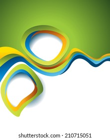 Vector design smooth wave curve lines and circles. Abstract background.