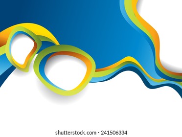 Vector design smooth wave curve lines and circles. Abstract background.