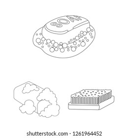 Vector design of soap and bathroom icon. Set of soap and packaging stock symbol for web.