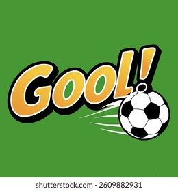 The vector design of the soccer ball goal features dynamic elements such as motion lines to indicate the speed and direction of the kick