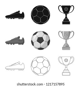 Vector design of soccer and gear icon. Set of soccer and tournament stock vector illustration.