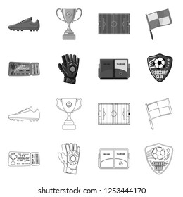 Vector design of soccer and gear icon. Set of soccer and tournament vector icon for stock.