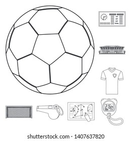 Vector design of soccer and gear icon. Set of soccer and tournament vector icon for stock.