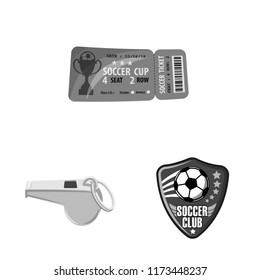 Vector design of soccer and gear logo. Set of soccer and tournament vector icon for stock.