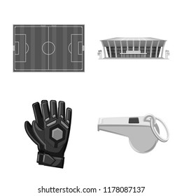 Vector design of soccer and gear logo. Set of soccer and tournament vector icon for stock.