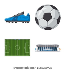 Vector design of soccer and gear logo. Collection of soccer and tournament vector icon for stock.