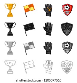 Vector design of soccer and gear logo. Collection of soccer and tournament vector icon for stock.