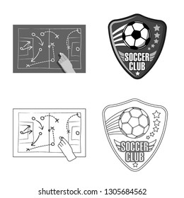 Vector design of soccer and gear logo. Collection of soccer and tournament stock vector illustration.