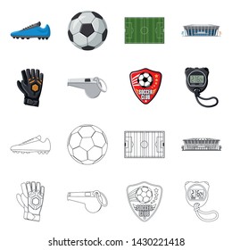 Vector design of soccer and gear logo. Collection of soccer and tournament vector icon for stock.