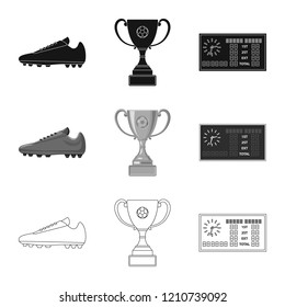 Vector design of soccer and gear sign. Set of soccer and tournament vector icon for stock.