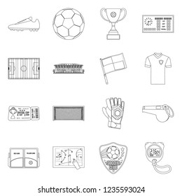 Vector design of soccer and gear sign. Set of soccer and tournament stock symbol for web.