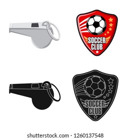 Vector design of soccer and gear sign. Set of soccer and tournament stock symbol for web.