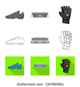 Vector design of soccer and gear sign. Collection of soccer and tournament stock symbol for web.