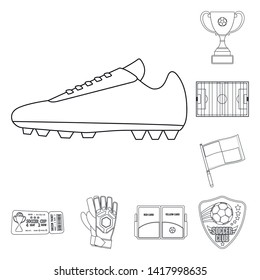 Vector design of soccer and gear sign. Collection of soccer and tournament stock vector illustration.