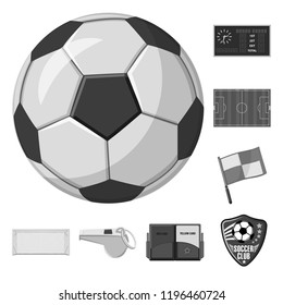 Vector design of soccer and gear symbol. Collection of soccer and tournament stock vector illustration.