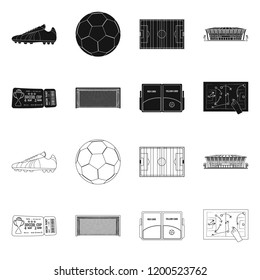 Vector design of soccer and gear symbol. Set of soccer and tournament stock symbol for web.