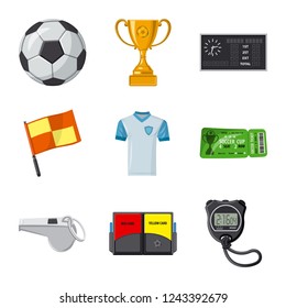 Vector design of soccer and gear symbol. Collection of soccer and tournament vector icon for stock.