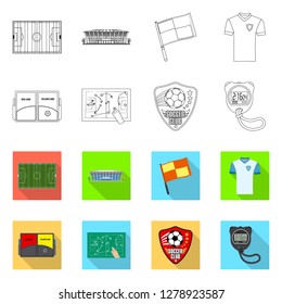 Vector design of soccer and gear symbol. Collection of soccer and tournament stock vector illustration.