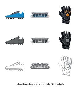 Vector design of soccer and gear symbol. Set of soccer and tournament stock symbol for web.