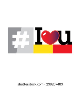 Vector design social media hashtag icon with colorful I love you letters.